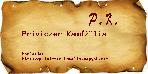 Priviczer Kamélia névjegykártya